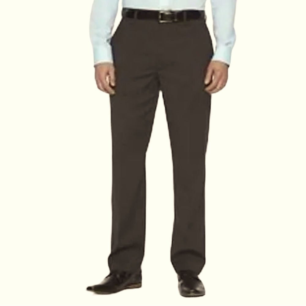 New! Billy London Men's Modern Fit Dress Pants, Gray & Brown Pinstriped